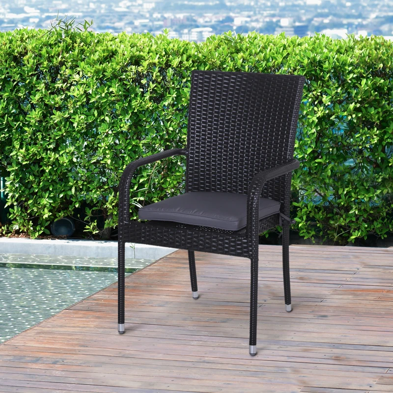 Outsunny Set of 6 Pcs Chair Cushion, 42Lx42Wx5T cm-Grey