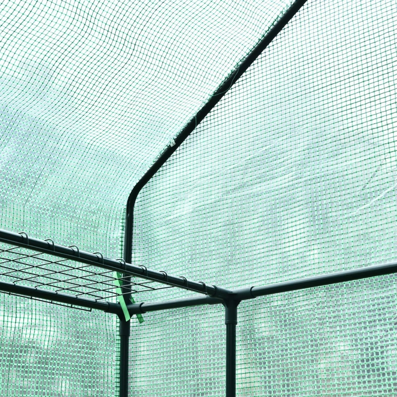 Outsunny Mini Greenhouse W/ Shelves, 143x73x195 cm-Dark Green