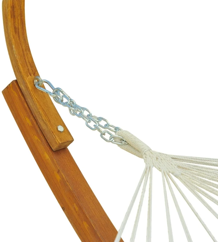 Outsunny Hamac sur Pied avec Support en Bois et Parasol 365 x 57 x 30 cm