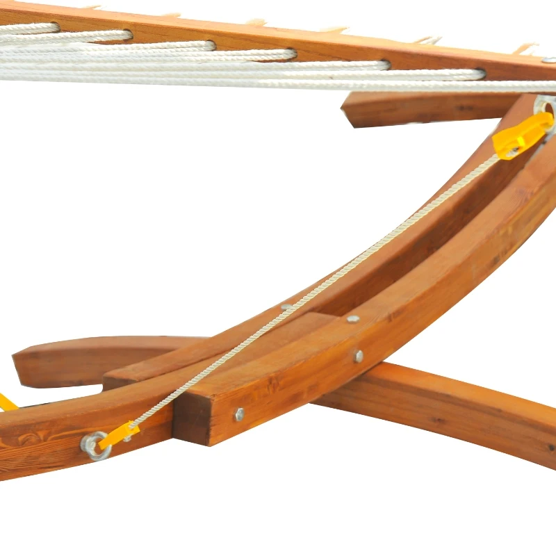 Outsunny Hamac sur Pied avec Support en Bois et Parasol 365 x 57 x 30 cm