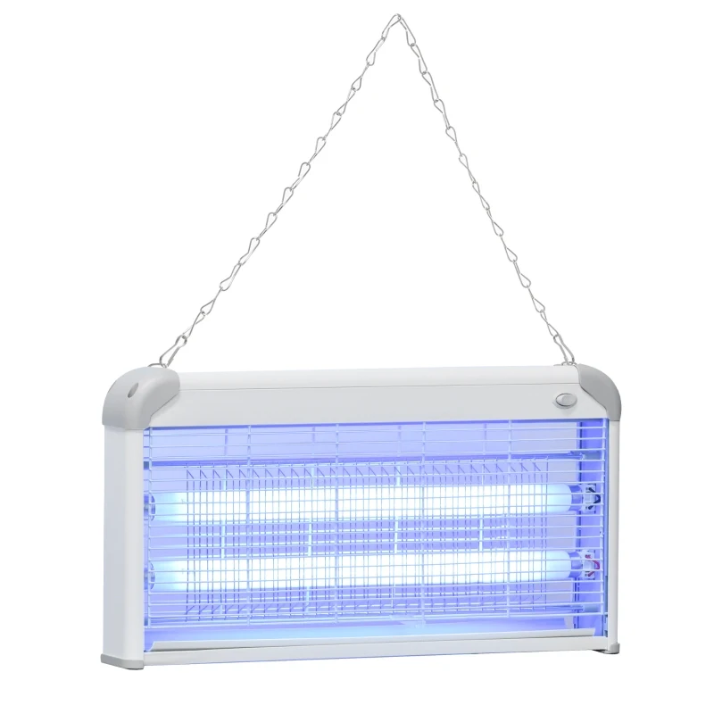 Outsunny Wall Hanging Bug Zapper, 30W Electric Fly Zapper Mosquito Killer, 60㎡ Coverage Insect Killer, Indoor Outdoor Use, Grey