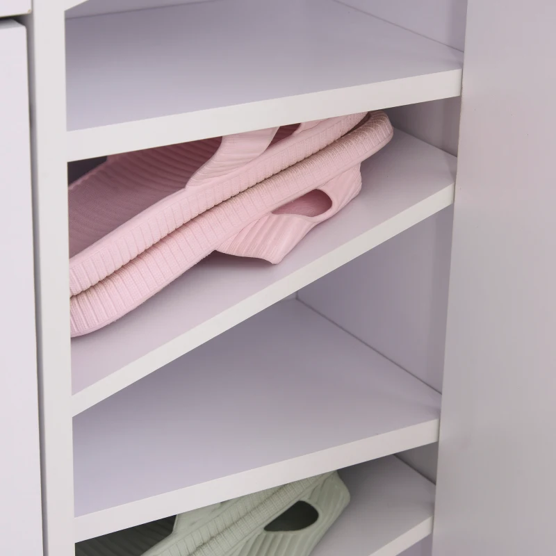 HOMCOM Wooden Shoe Rack Modern Storage Cabinet Cupboard with 4 Doors Hallway Furniture (Black)