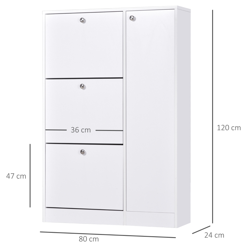 HOMCOM Wooden Shoe Rack Modern Storage Cabinet Cupboard with 4 Doors Hallway Furniture (Black)