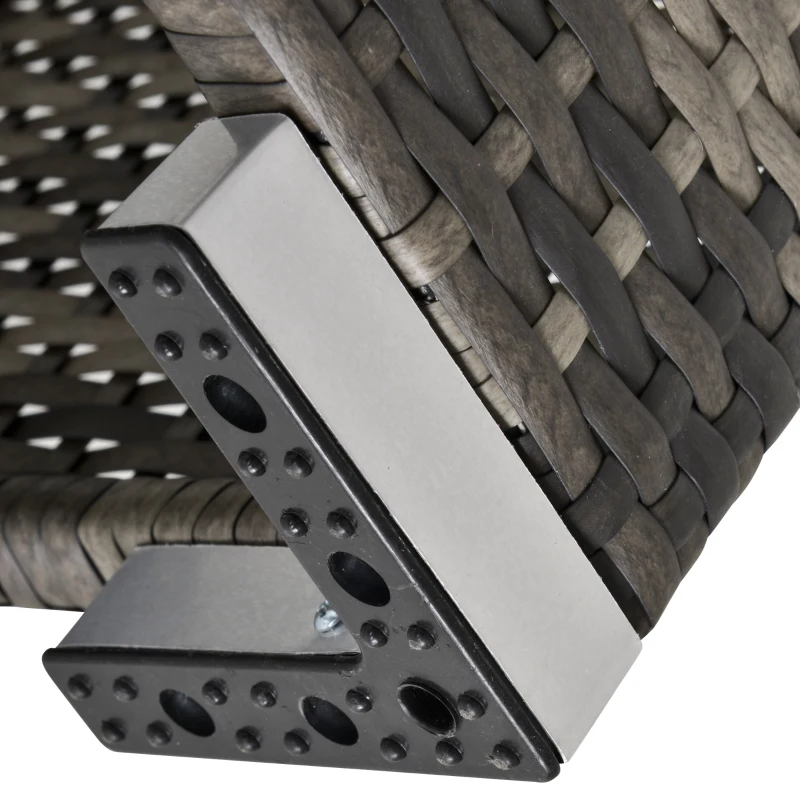 Outsunny Square PE Wicker Rattan Table with Glass Top - Dark Grey