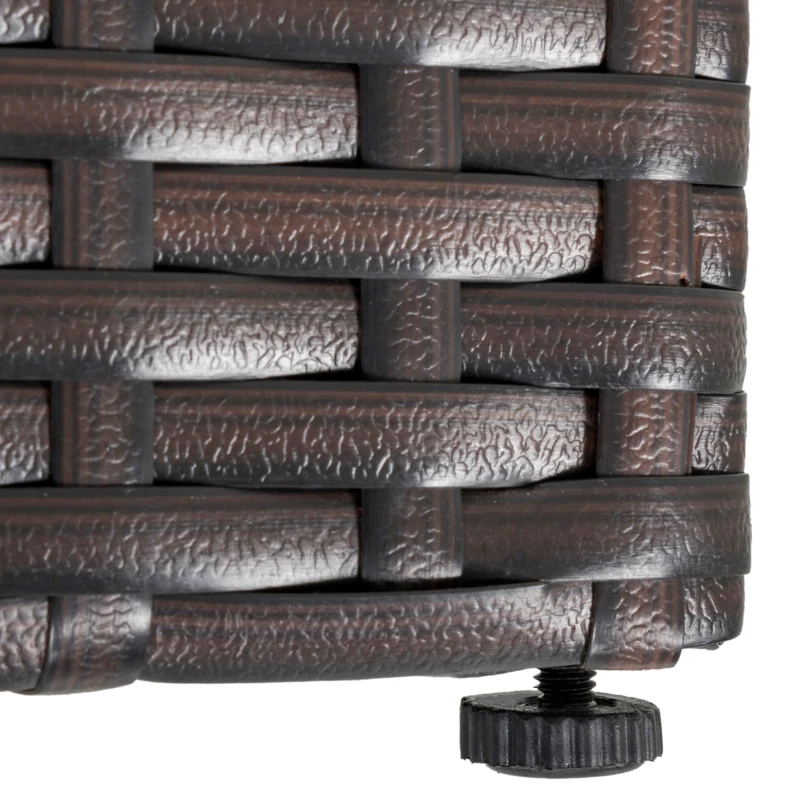 Outsunny 8 Pieces Outdoor PE Rattan Patio Sofa Set Half Round Conversation Furniture Set w/ Umbrella Hole and Two Stroage Functional Side Tables and Cushioned, Beige