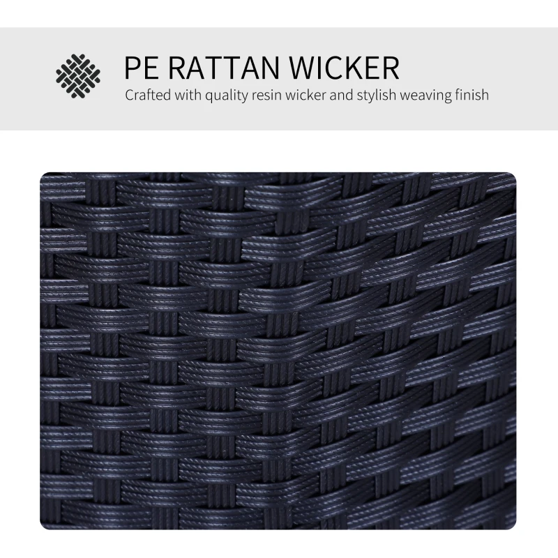 Outsunny 3-Piece Outdoor Rattan Bistro Set, Patio Wicker Balcony Furniture, Assembled Conservatory Vase Chair Stackable Furniture Set with Cushions, Black