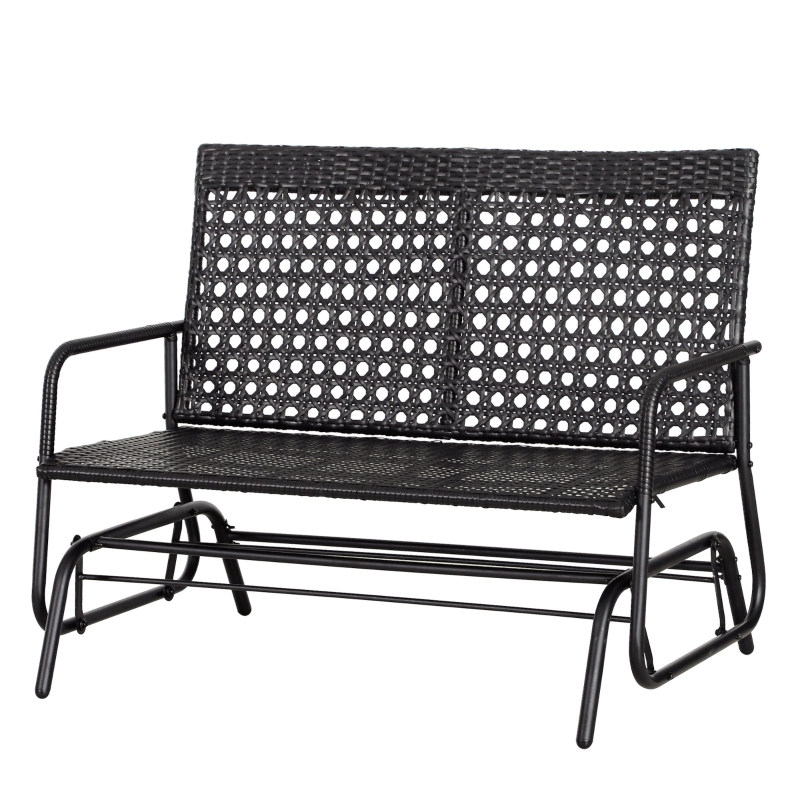 Outsunny 2-Seater Wicker Bench 76L×120W×90H cm-Black