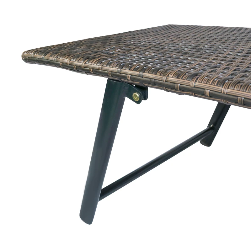 Outsunny Outdoor Rattan Wicker Sun Lounger Adjustable Backrest Foldable Chaise Lounge Relaxer Patio, Deck, Poolside