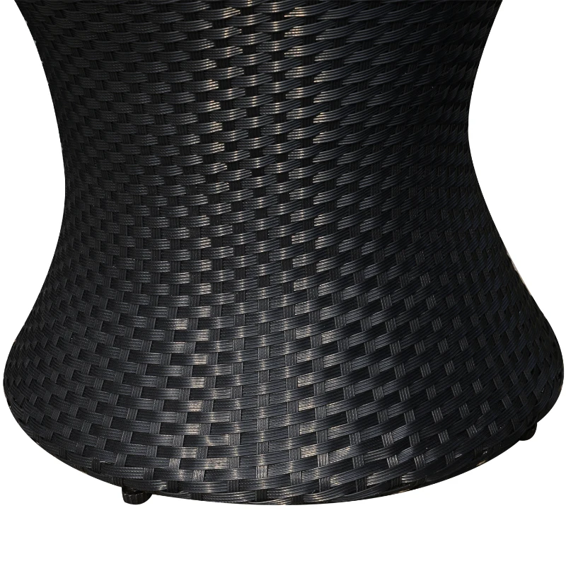 Outsunny 3-Piece Outdoor Rattan Bistro Set, Patio Wicker Balcony Furniture, Assembled Conservatory Vase Chair Stackable Furniture Set with Cushions, Black