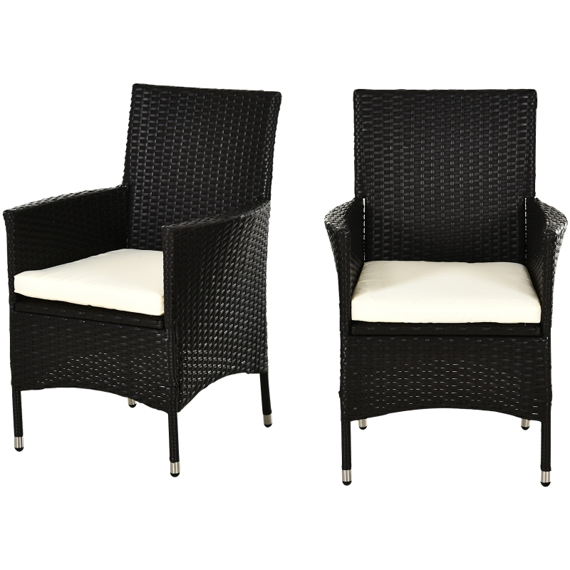 Outsunny 2-Seater Rattan Chairs Set-Dark Coffee