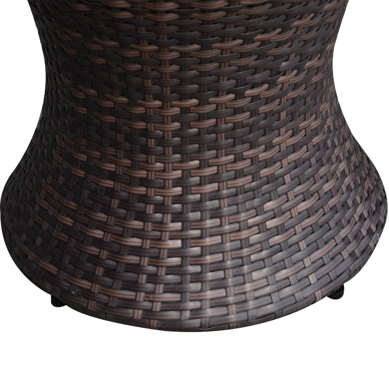Outsunny 3-Piece Outdoor Rattan Bistro Set, Patio Wicker Balcony Furniture, Assembled Conservatory Vase Chair Stackable Furniture Set with Cushions Brown