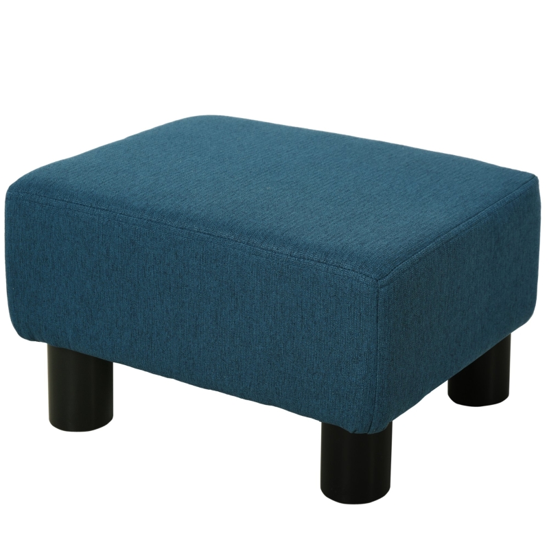 HOMCOM Linen-Look Boxy Footstool - Blue