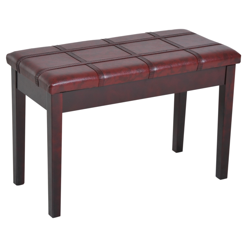 HOMCOM Piano Bench, PU Leather, 75Lx35Wx49H cm-Wine Red
