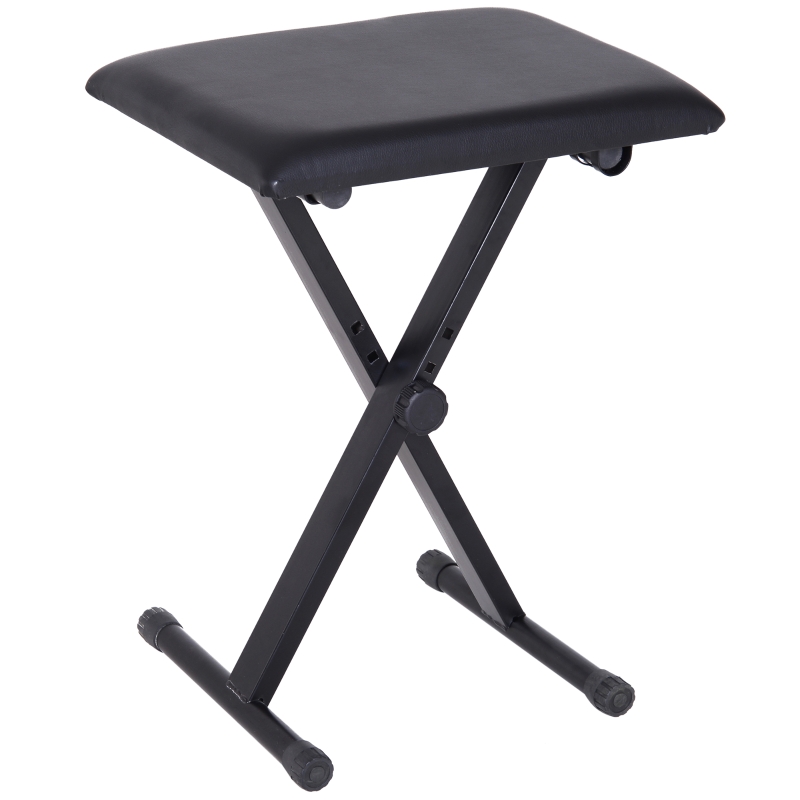 HOMCOM Foldable Piano Stool Padded Seat Adjustable Height Piano Bench X Frame-Black