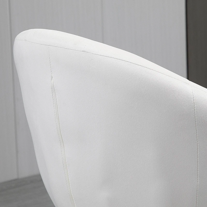 HOMCOM Modern Leisure Chair Round Tufted Accent Chair Vanity Stool Height Adjustable Counter Chair with Swivel Seat for Pub, Living Room, White