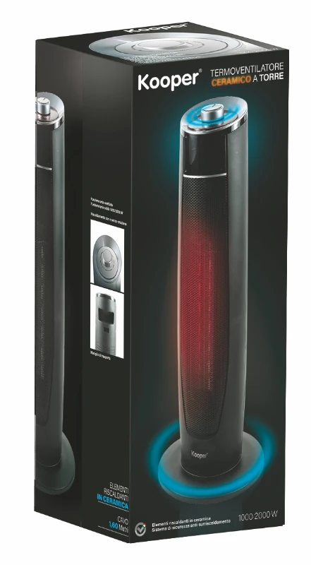 Kooper Termoventilatore A Torre 2000 W Nero
