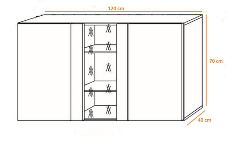 Homemania Cassettiera Tallinn Bianco Opaco, Nero Lucido W120xD40xH70 cm