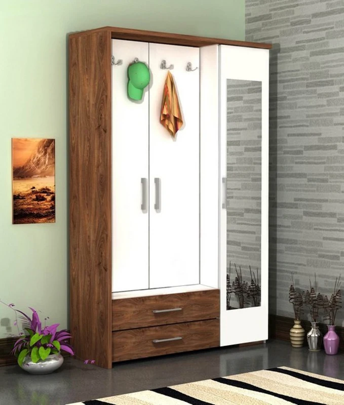 Homemania Mobile Ingresso Deniz W120xD40xH184 cm Bianco, Noce