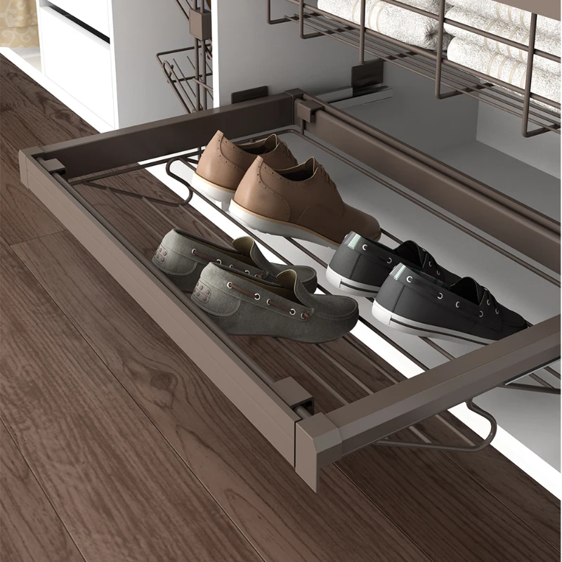 Emuca Kit di guide e cassetto porta scarpe Moka per vano 600 mm in finitura verniciata moka