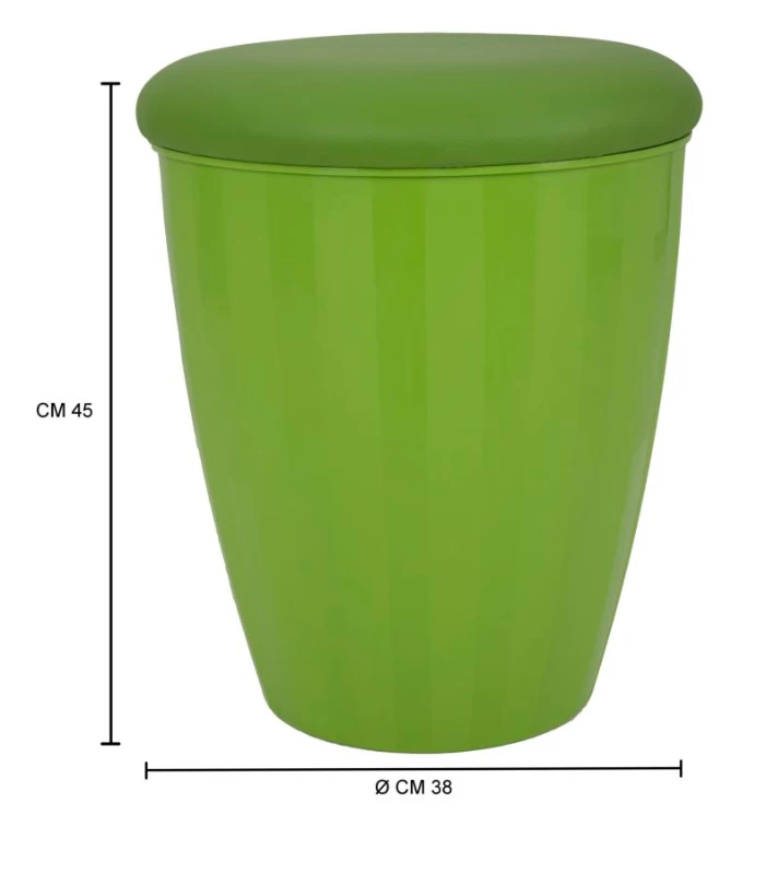 Sgabello Contenitore Easy Verde Cm Ø 38X45