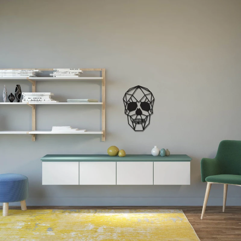Homemania Decorazione Da Parete in Acciaio Scheletro Nero L35xP0,15xA50 cm