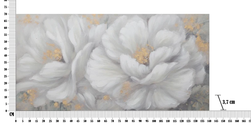 Dipinto Su Tela White/Gold Flower Cm 140X3,7X70