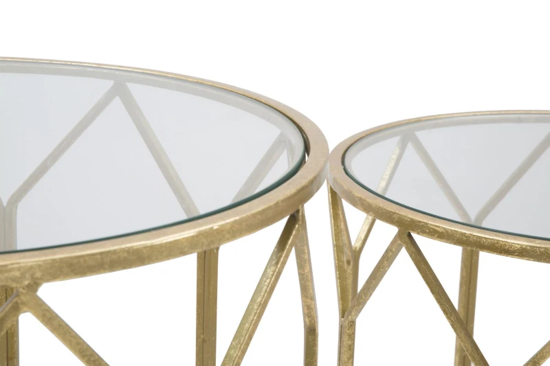 Tavolinetti Da Caffe' Gold Coppia Cm Ø 50X60-45X50