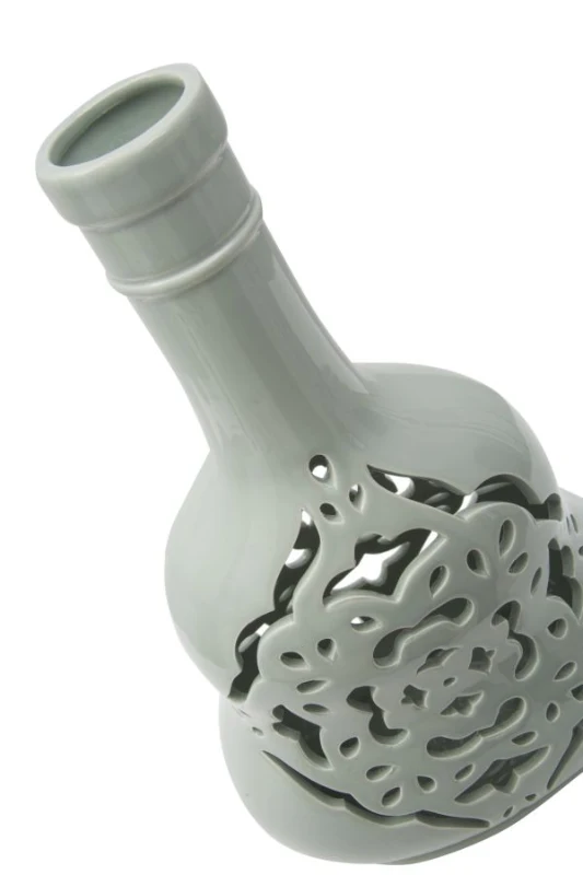 Vaso Porcellana Carving Bianco Cm 21.5X14X35.5 