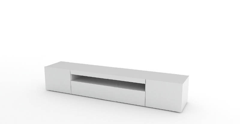 Mobile Porta TV Daiquiri con Ante Mensole e Ripiani in Legno Bianco L200xP40xA36,5 cm