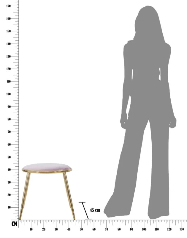 Sgabello Glam Emily Rosa Cm Ø 45X45 (Misura Gambe Cm 45)