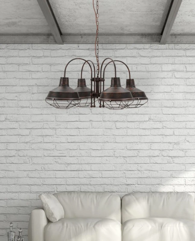 Lampadario Bronks 4 Luci Cm  80X80X40 (Catena Cm 80)