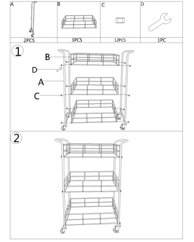 Carrello Glam Ret. Cm 60X30.5X80