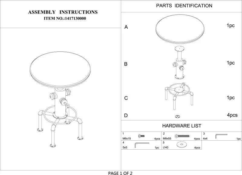 Tavolo Bar Fifth Avenue Ø Cm 81.3X106.8