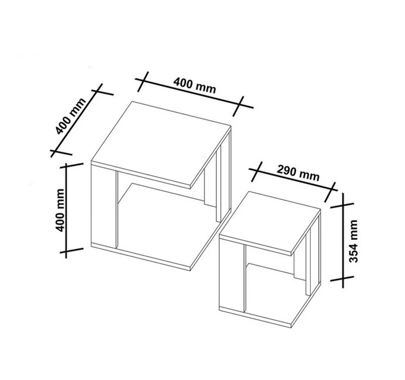 Homemania Tavolino Da Caffè Cubic W40xD40xH40 cm, W29xD29xH35,4 cm Bianco, Noce