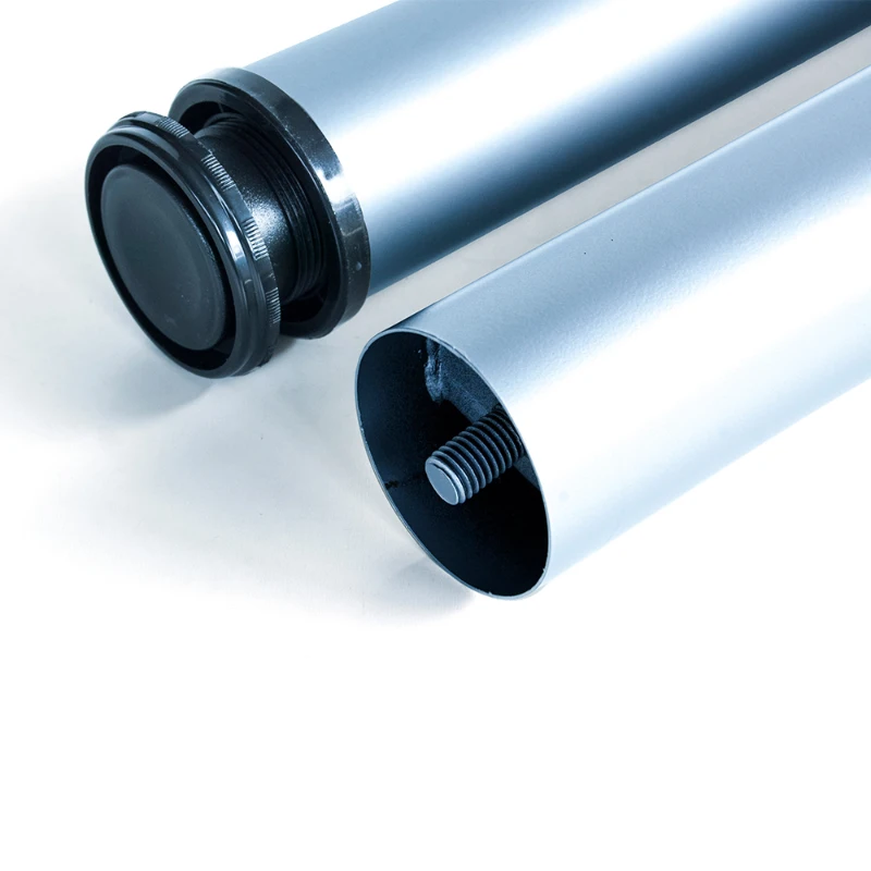 Emuca Kit di 4 gambe per tavolo regolabili D. 60 x 830 mm in acciaio verniciato grigio metallizzato