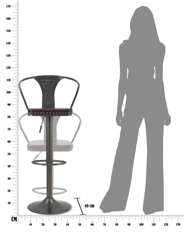 Sgabello Imbottito Detroit Cm 51X48X86-108