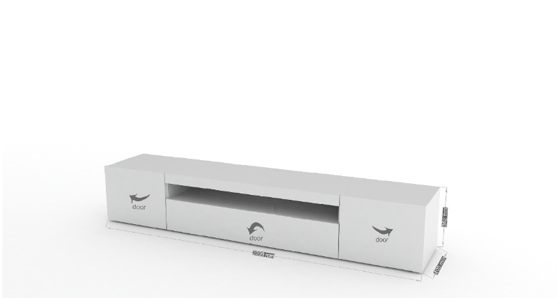 Mobile Porta TV Daiquiri con Ante Mensole e Ripiani in Legno Bianco L200xP40xA36,5 cm