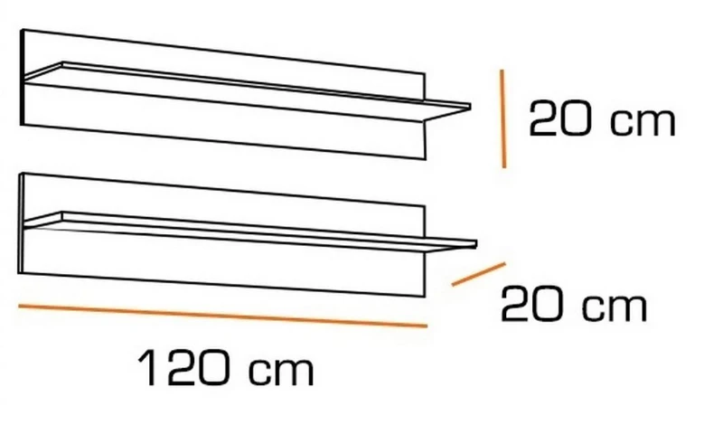 Homemania Set di 2 Mensole Paris Nero W100xD20xH20 cm