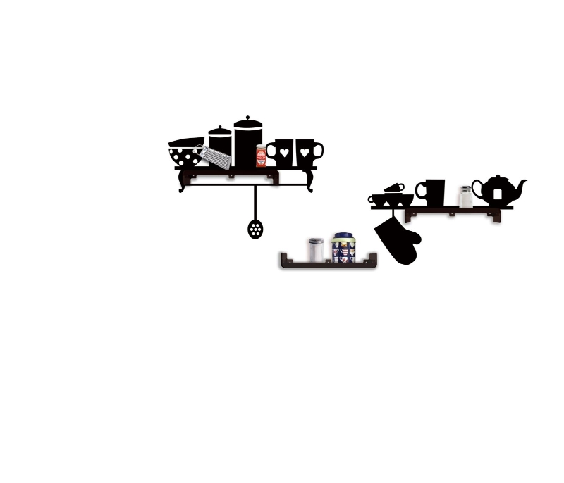 Sticker Da Muro Kitchen Con Mensole Cm 120X60