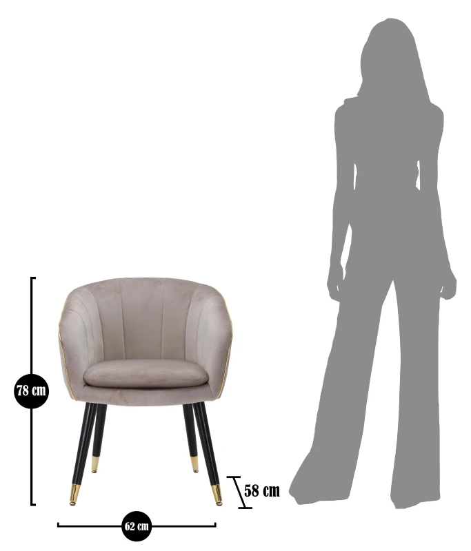 Poltrona Paris Grigia/Gold Cm 62X58X78