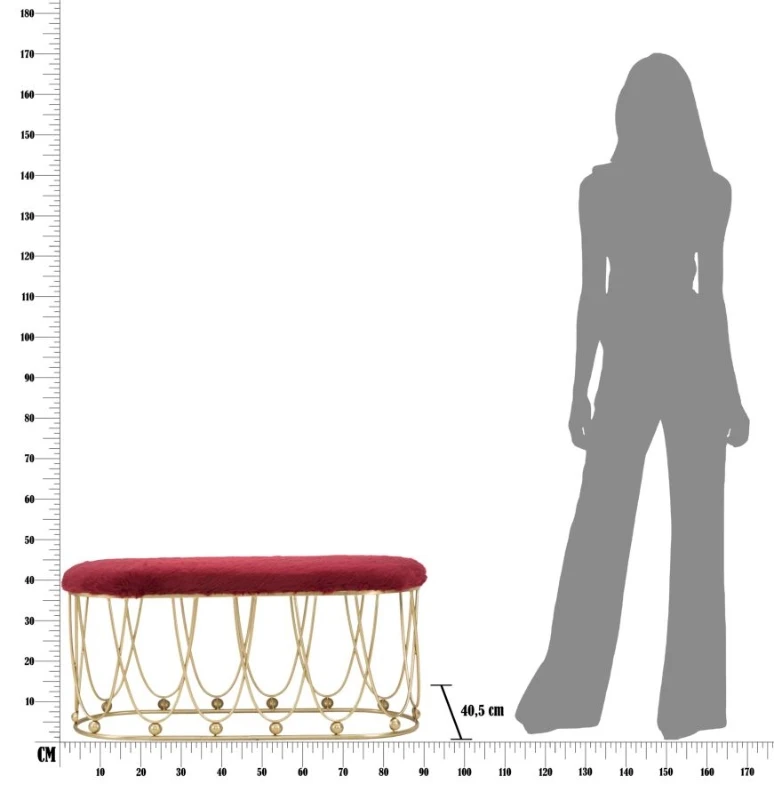 Panca Amelie Bordeaux Cm 91.5X40.5X46