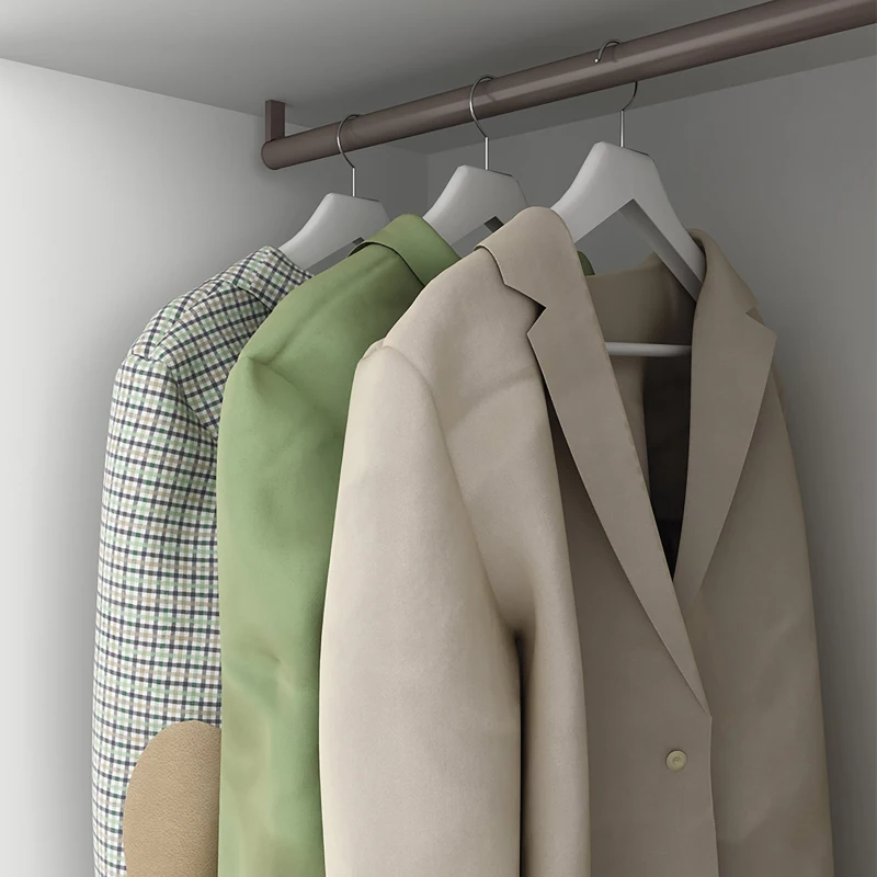 Emuca Bastone appendiabiti, rotondo, D. 28 mm, 1.400 mm, Alluminio, Color moka, 2 u.