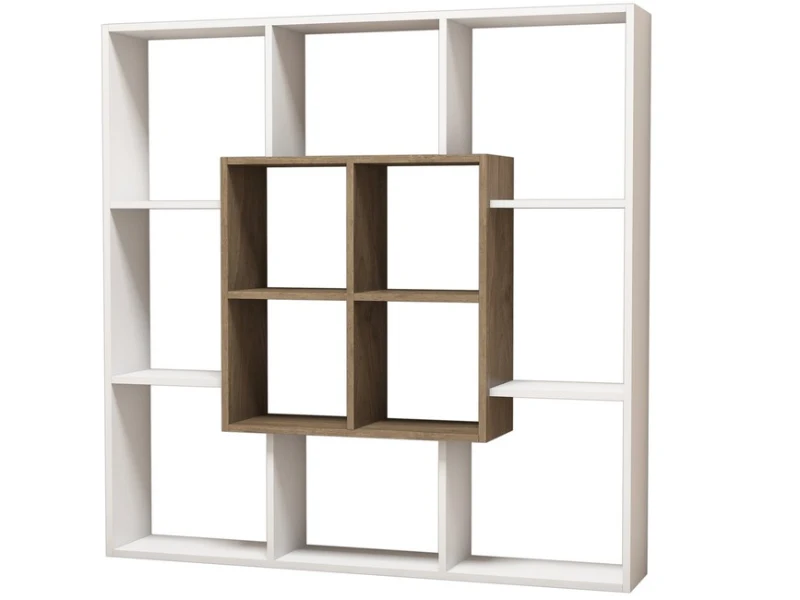 Homemania Libreria Leef W136xD22xH136 cm Bianco, Noce
