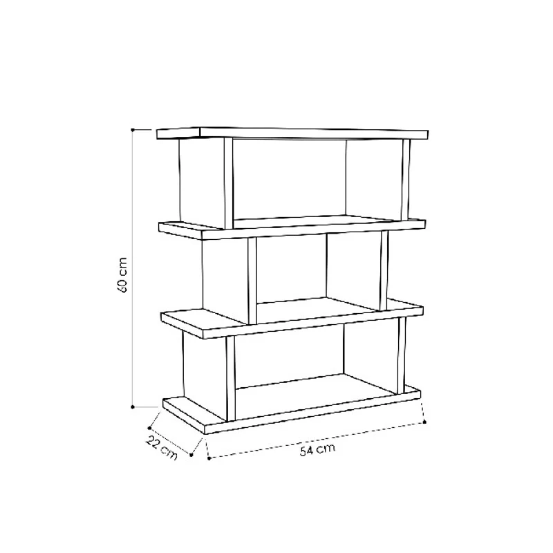 Tavolino Totem con Ripiani e Mensole in Legno Bianco L54xP22xA60 cm