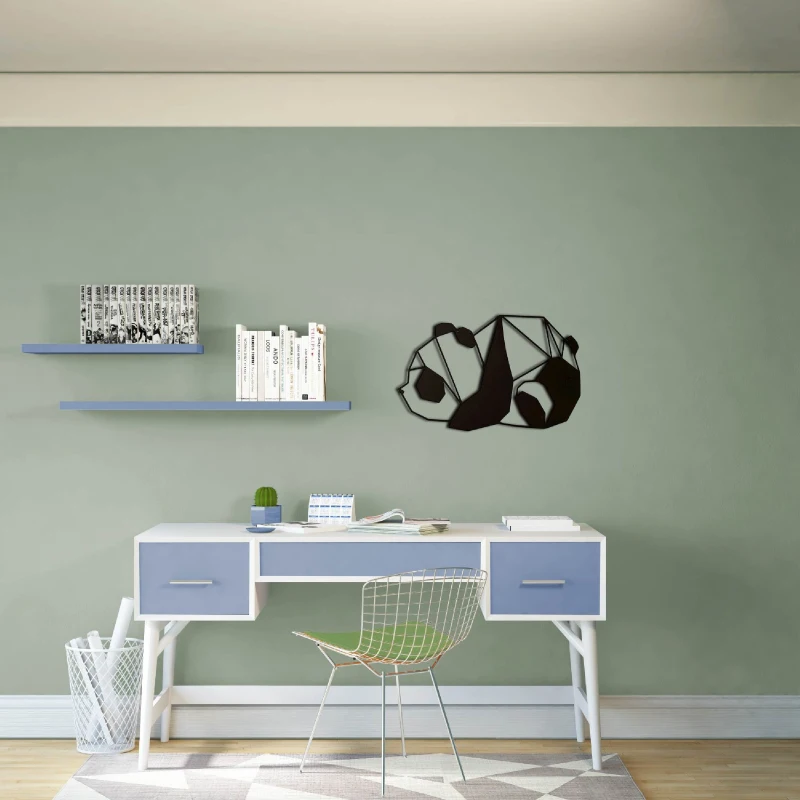 Homemania Decorazione Da Parete in Acciaio Panda Nero L52xP0,15xA31 cm