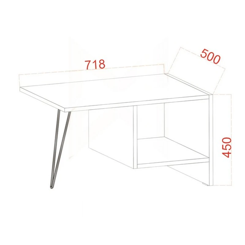 Homemania Tavolino Da Caffè Loop W71,8xD50xH45 cm Rovere, Nero