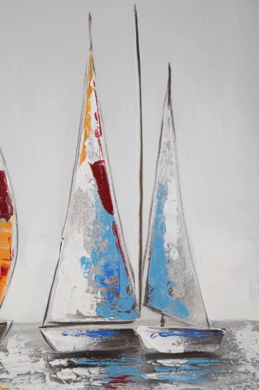 Dipinto Su Tela Barche A Vela -A- Cm 60X3X60