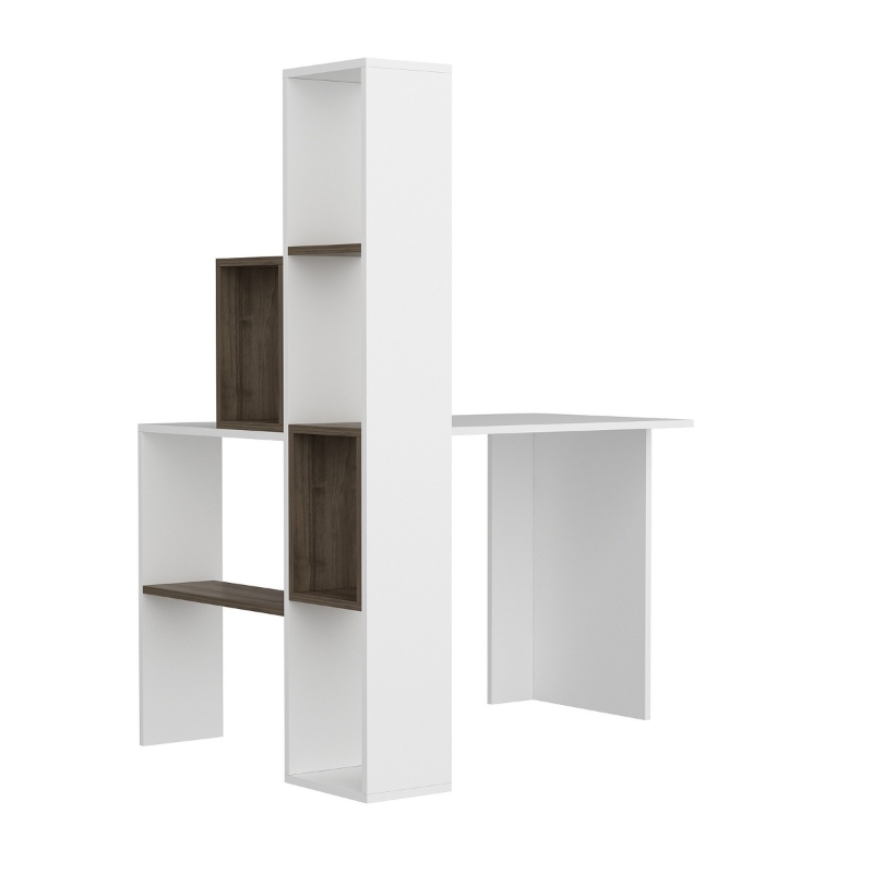 Homemania Scrivania Juliet W120xD90xH152 cm Bianco, Noce