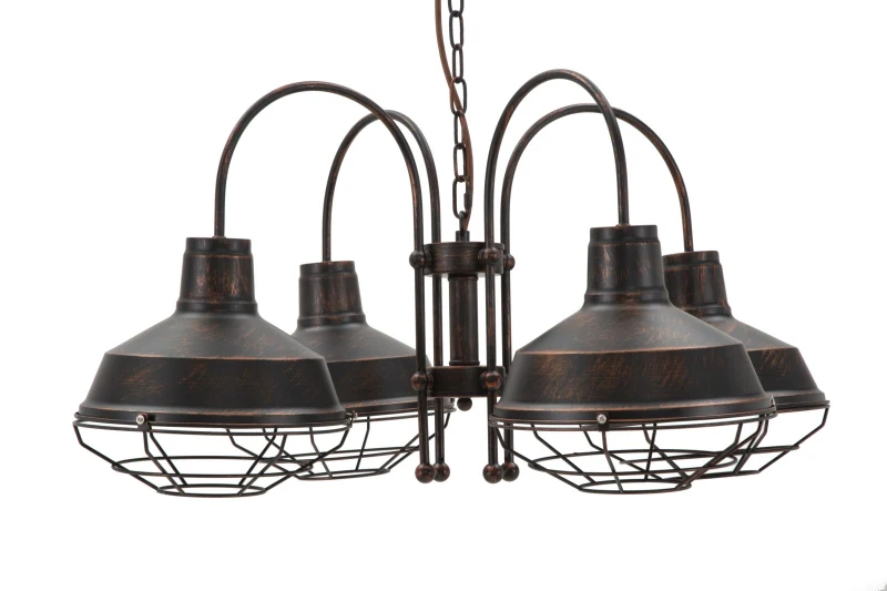 Lampadario Bronks 4 Luci Cm  80X80X40 (Catena Cm 80)