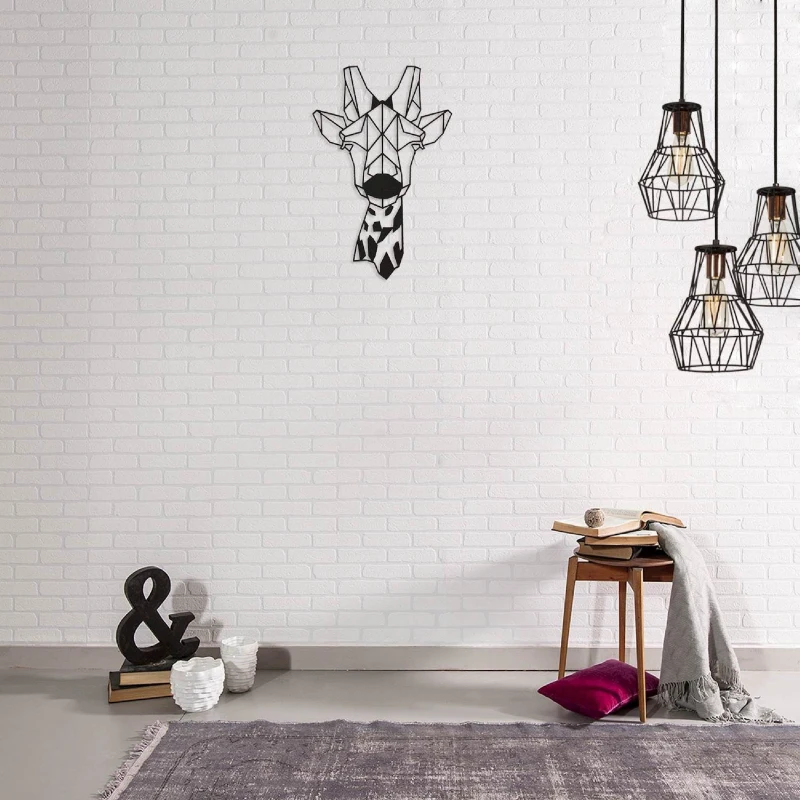 Homemania Decorazione Da Parete in Acciaio Giraffe Nero L33xP0,15xA50 cm